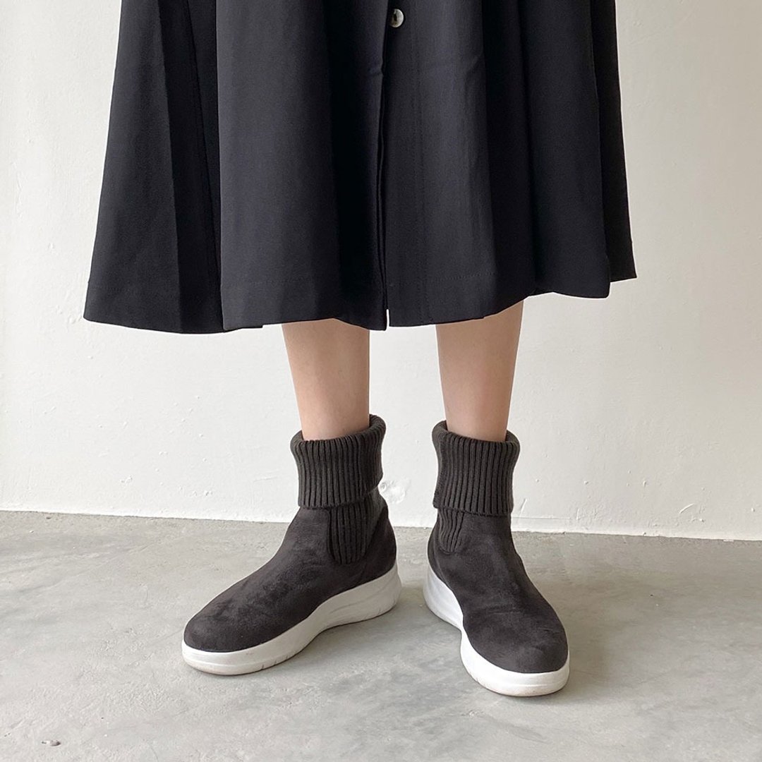 现货 2way暖暖毛线针织平底袜靴Knitted Boots - 女款短靴 - 棉 