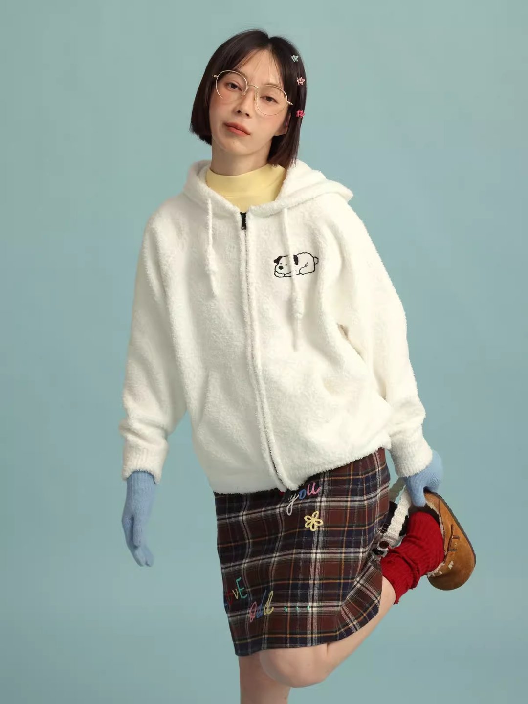 odd maker6063软糯毛巾布连帽开衫毛衣短外套 - 女装上衣 - 其他人造纤维 