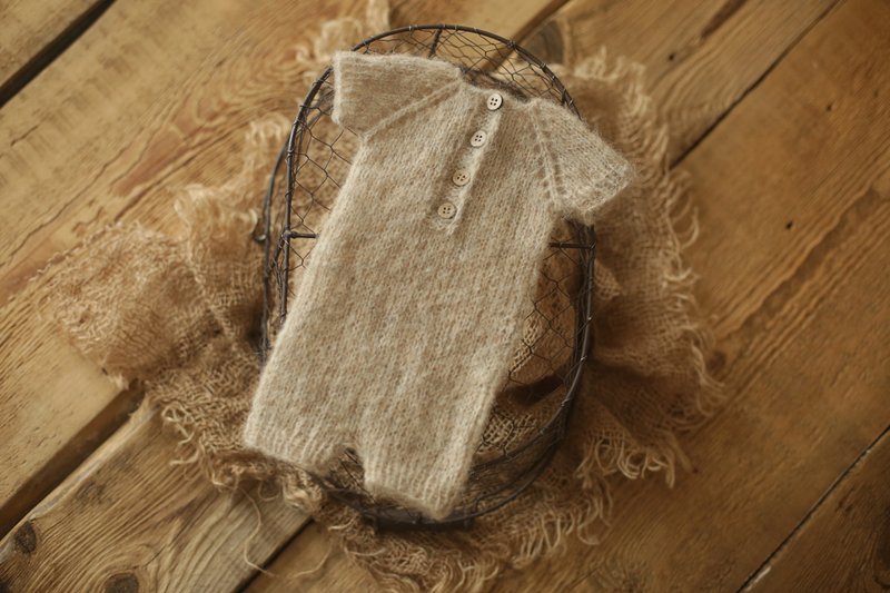 新生儿草泥马连身衣，婴儿连身衣，新生儿拍照道具， - 婴儿饰品 - 羊毛 粉红色