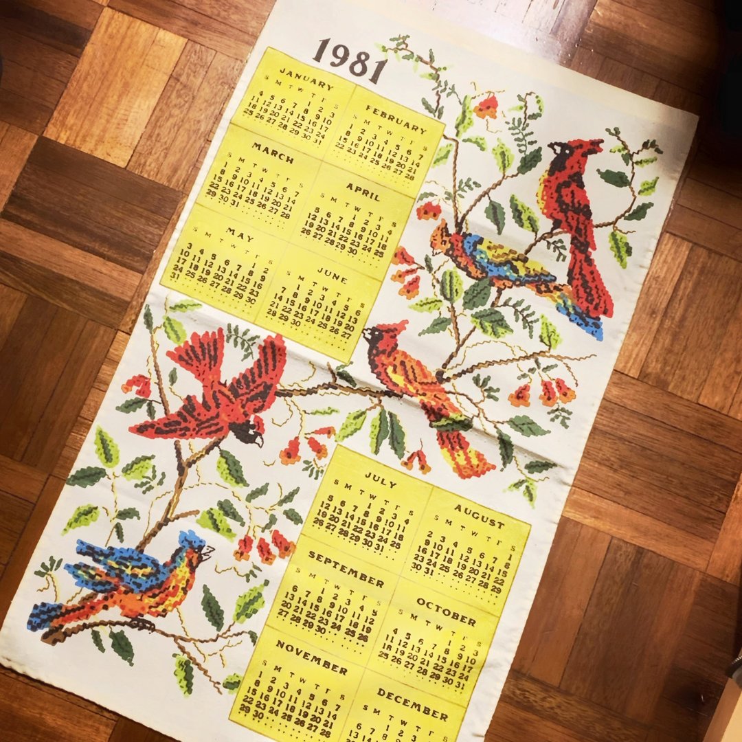 1981 美国早期布面月历 bird - 其他 - 棉 多色