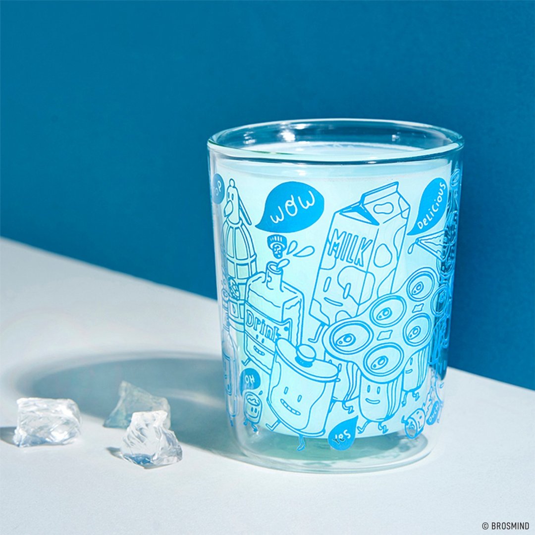 Drinks 蓝 l 插画双层玻璃杯 - 玻璃杯 - 玻璃 蓝色