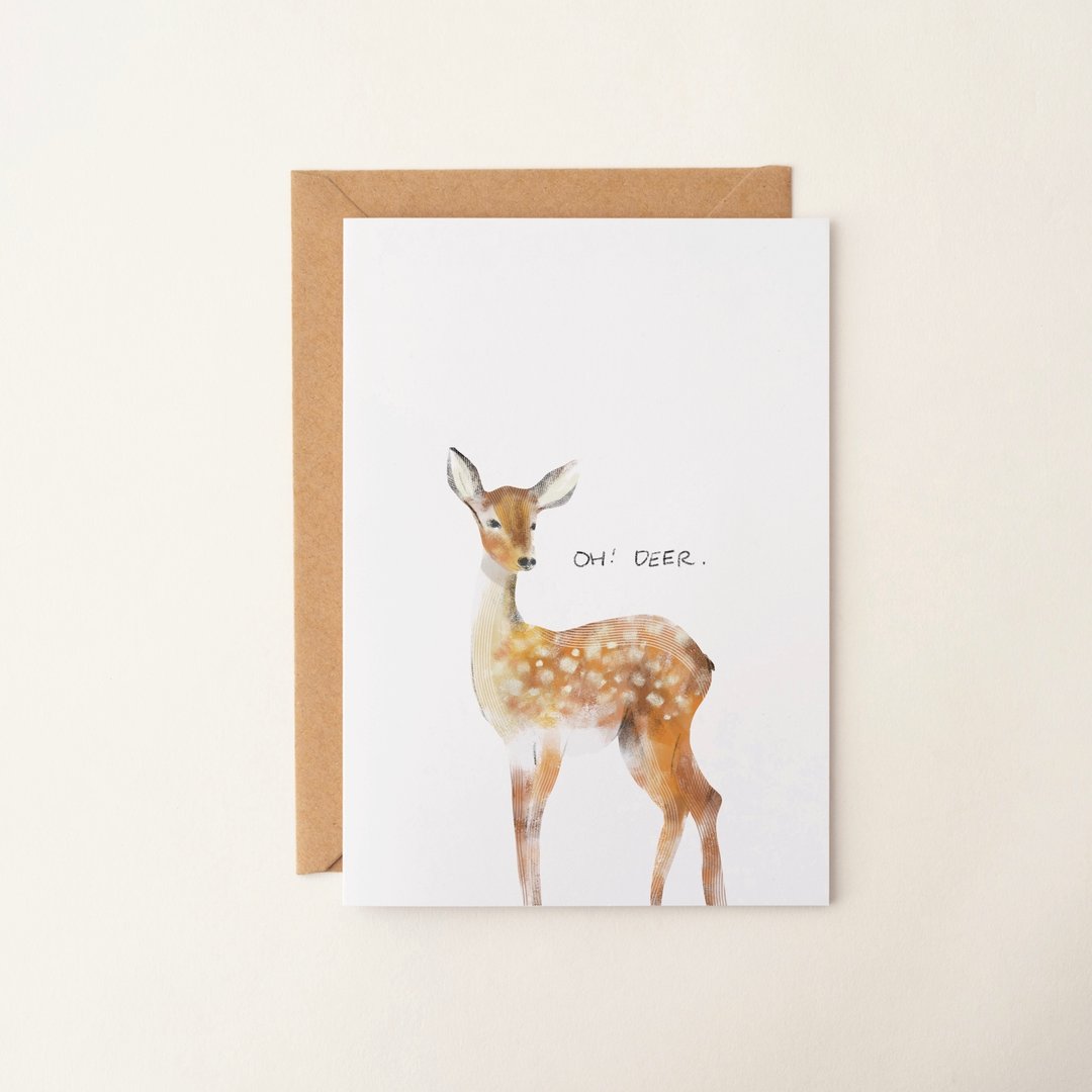 OH DEER 动物插画卡片 万用卡 生日卡片 感谢卡 艺术卡 贺卡 小卡 - 卡片/明信片 - 纸 金色