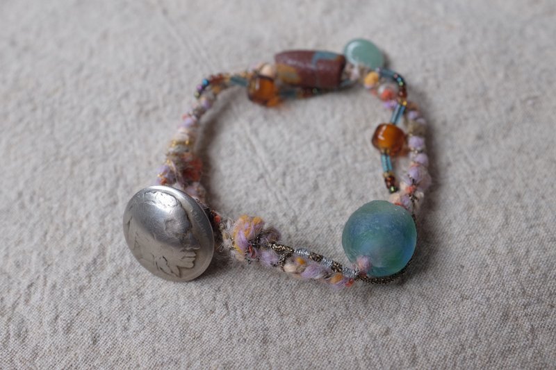 Choy Suey 手绳 手链 吉普赛手链 全手编织 嬉皮手绳 (蓝粉紫) - 手链/手环 - 羊毛 蓝色