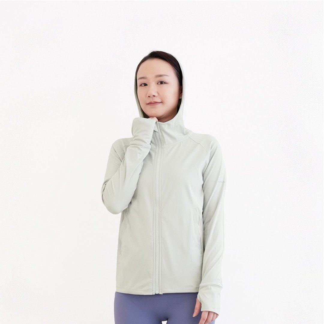 【Mukasa】DURABLE 连帽休闲柔肤外套 - 碧波仙子 - MUK-23047 - 女装瑜珈服 - 其他材质 绿色