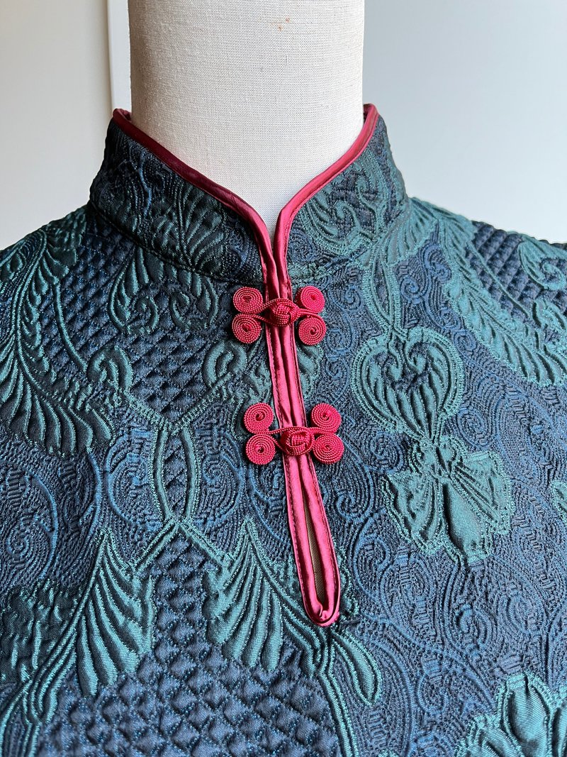 中国风领片 / 深绿色 (滚边细款) - 旗袍 - 聚酯纤维 绿色