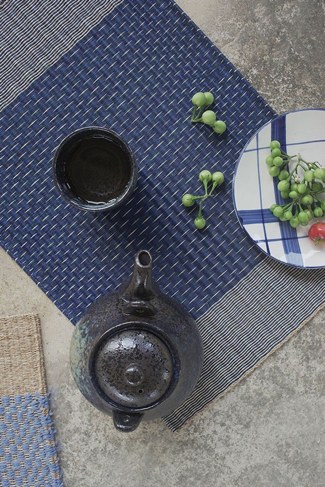 Set 2, Navy Housewarming, Home Gifts, placemat, table mat, jute platemat - 餐垫/桌巾 - 环保材料 蓝色