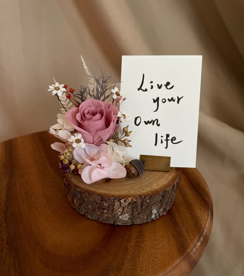 单张名片座 干燥花 永生花 拍立得 展示立架 - 干燥花/捧花 - 植物．花 粉红色