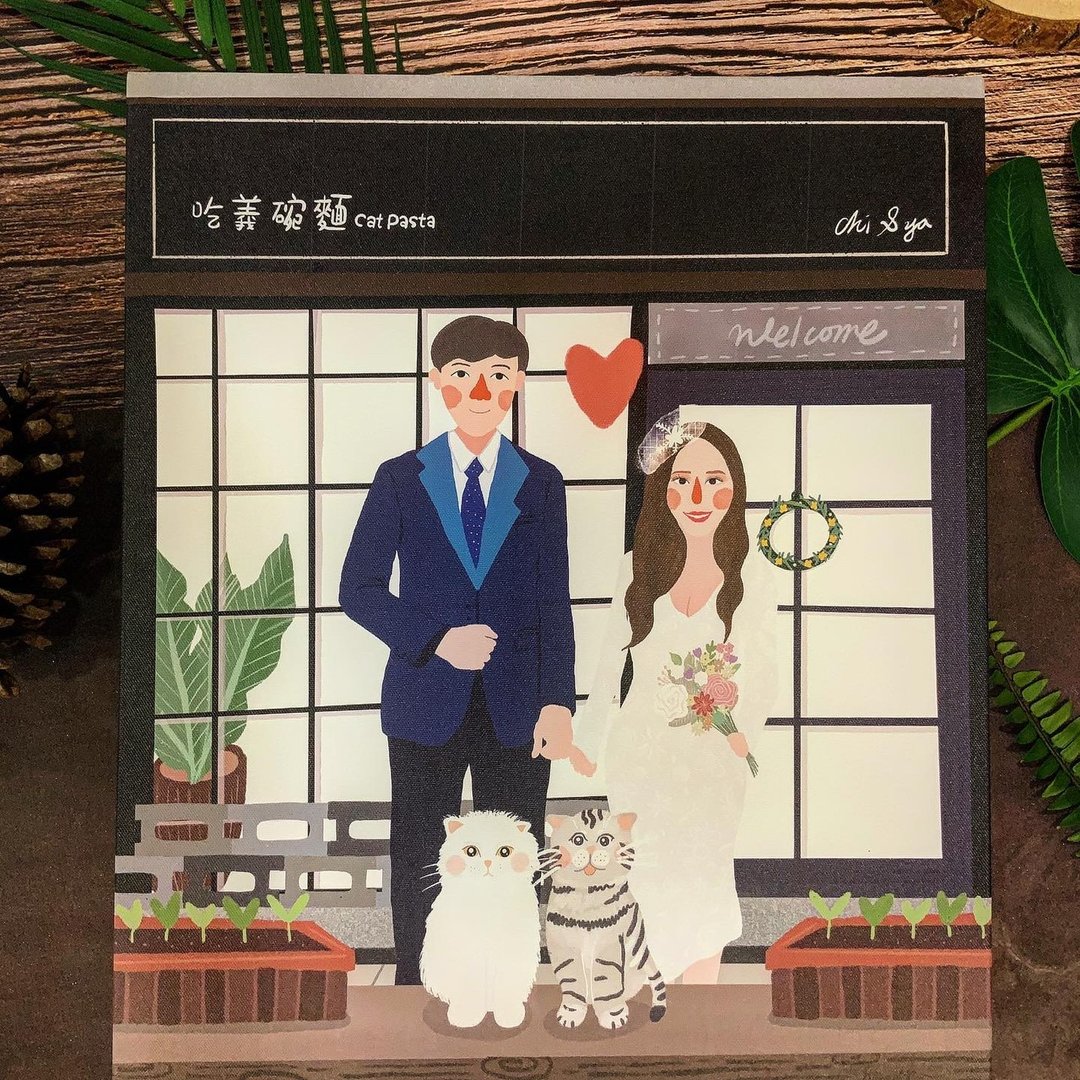 蔓步 | 2-4人定制插画(含无框画输出) - 订制画像 - 其他材质 多色