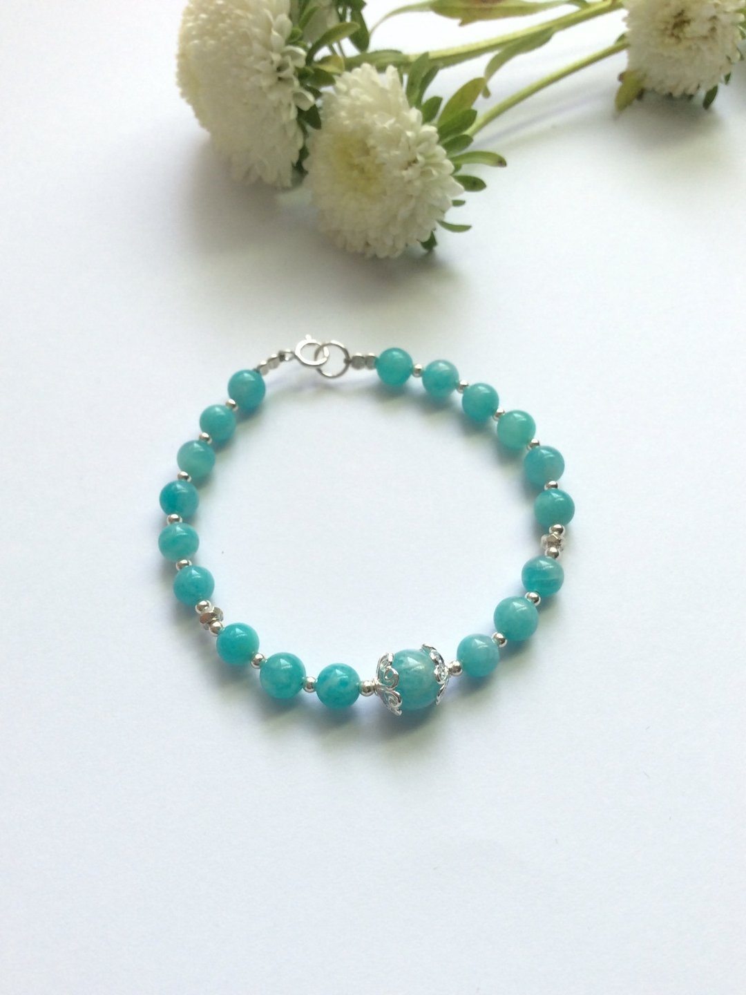 Ops Amazonite bracelet-天河石/925Silver/手链/手环 - 手链/手环 - 宝石 绿色