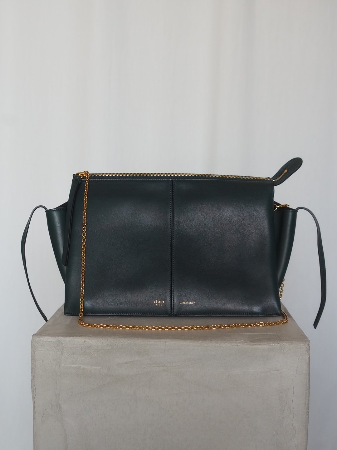 CÉLINE Tri-Fold Chain Shoulder Bag 赛琳 Phoebe Philo 皮革 绿色 Vintage - 侧背包/斜挎包 - 真皮 绿色
