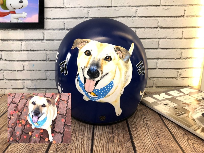 手绘疯 手绘 狗狗 猫猫 安全帽 彩绘 纪念 礼物 生日 情人节 - 订制画像 - 其他材质 多色