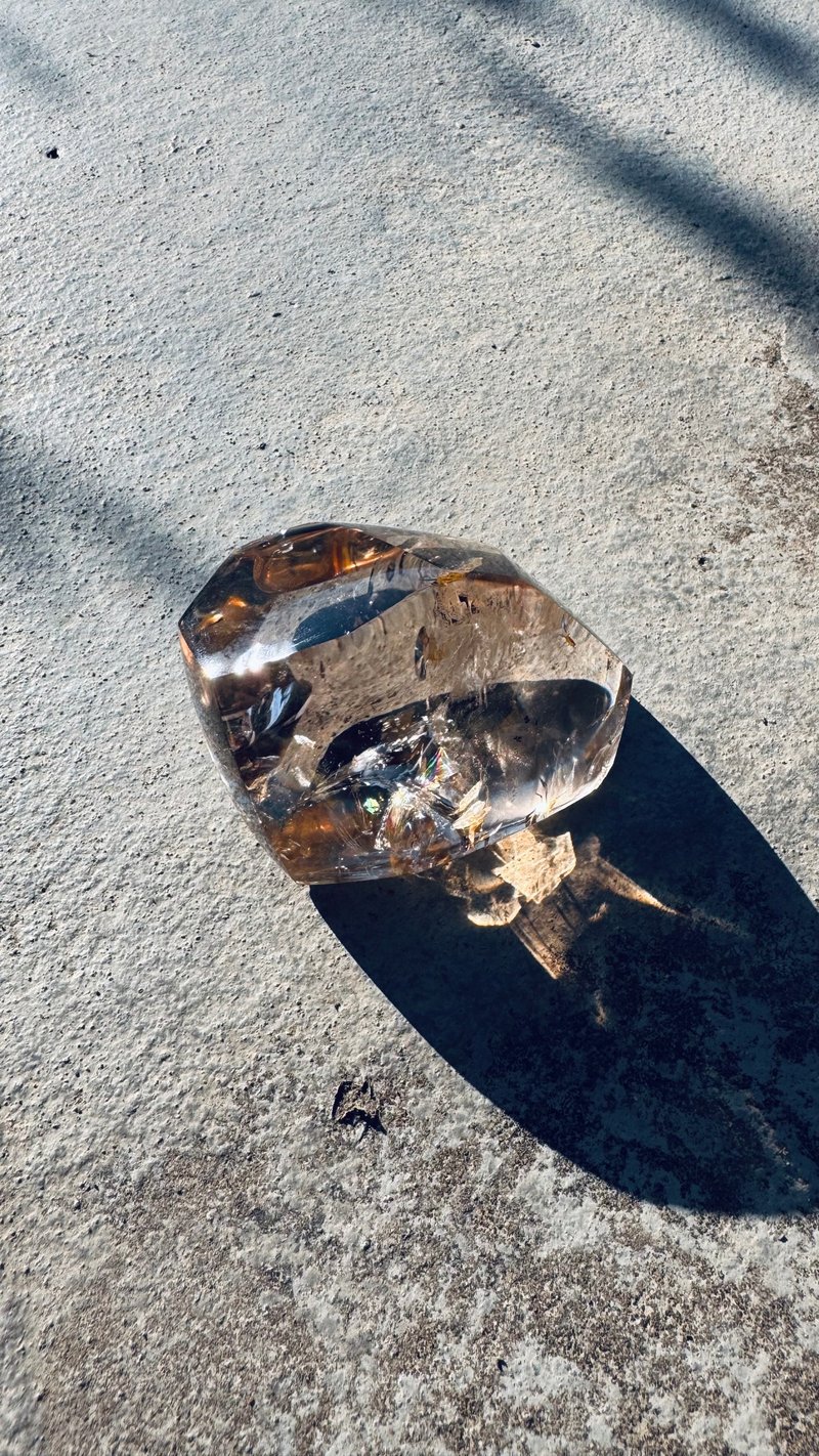 彩虹星空玻璃体茶晶、茶晶、茶水晶 - 摆饰 - 水晶 咖啡色