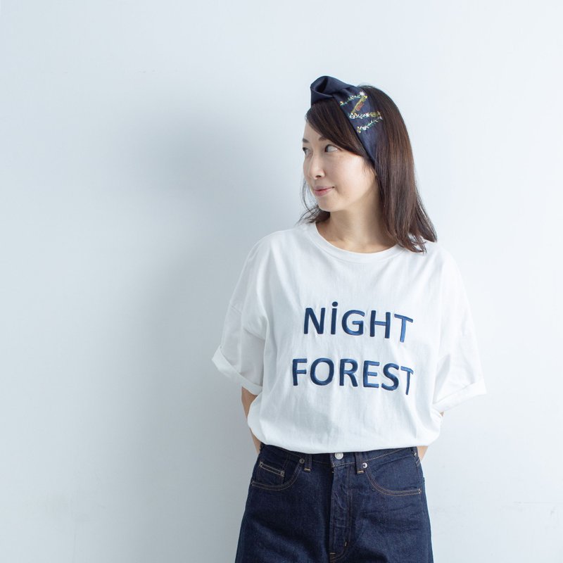 草鸮刺绣短袖T恤 白色 - 女装 T 恤 - 棉．麻 白色