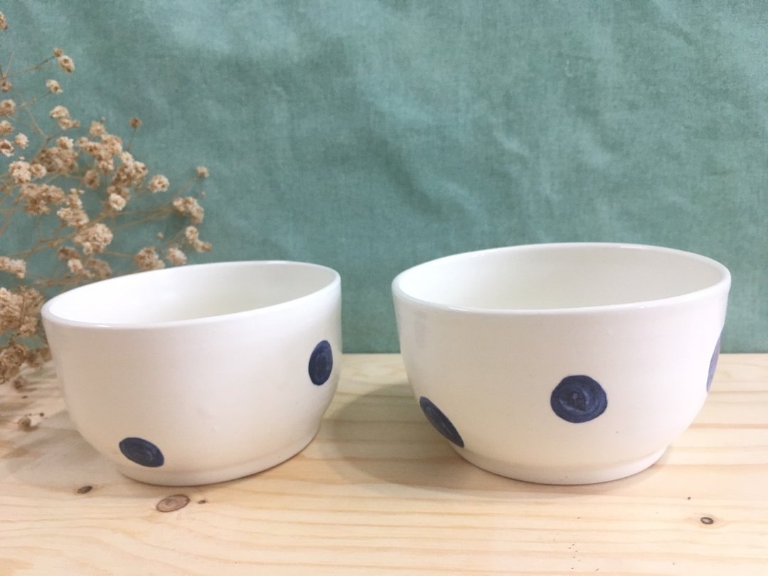 定制化-500ml 蓝圆点/白底/马克杯 - 咖啡杯/马克杯 - 陶 蓝色