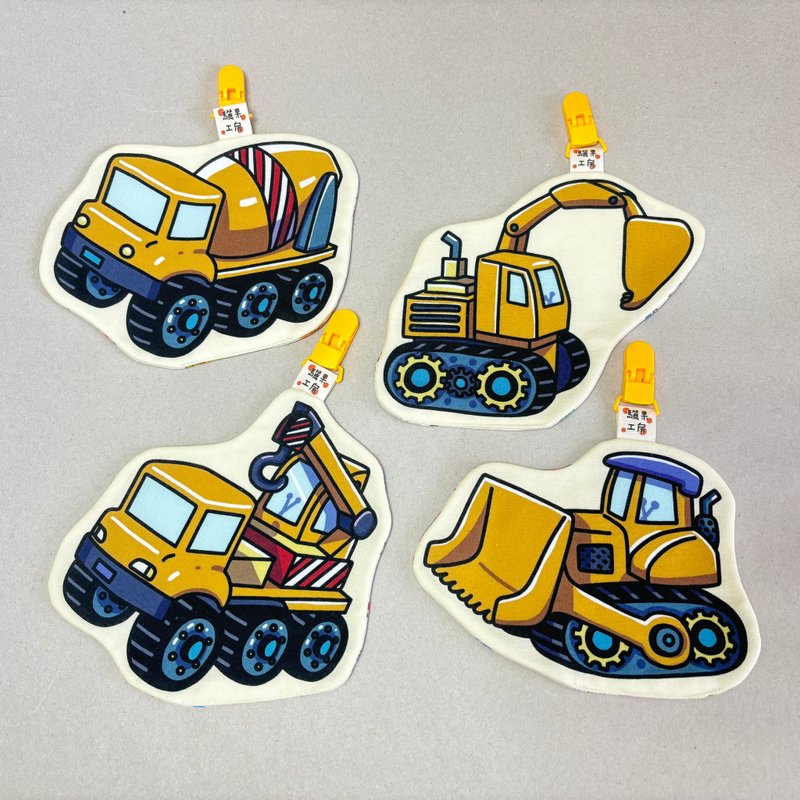 工程车系列 | 造型手帕巾 | 吊车 | 挖土机 | 堆土机 | 水泥车车 - 围嘴/口水巾 - 棉．麻 多色