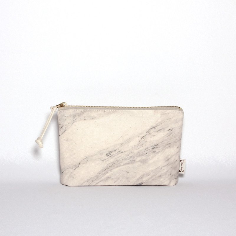 [快闪特价] 礼物/化妆包/笔袋/收纳包/拉链包_厚帆布-白色大理石 - 化妆包/杂物包 - 棉．麻 白色