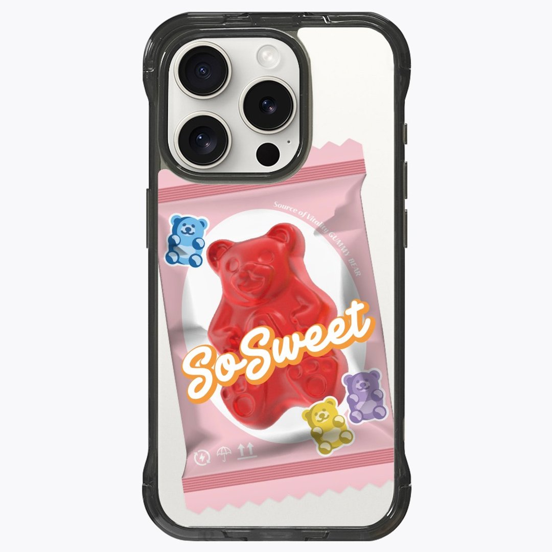 小熊软糖 草莓口味 支架壳 磁吸透黑 iPhone 16 15 Pro Max - 手机壳/手机套 - 其他材质 透明
