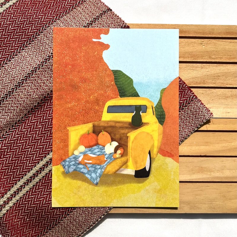 四季猫咪－秋日猫咪 - 卡片/明信片 - 纸 白色