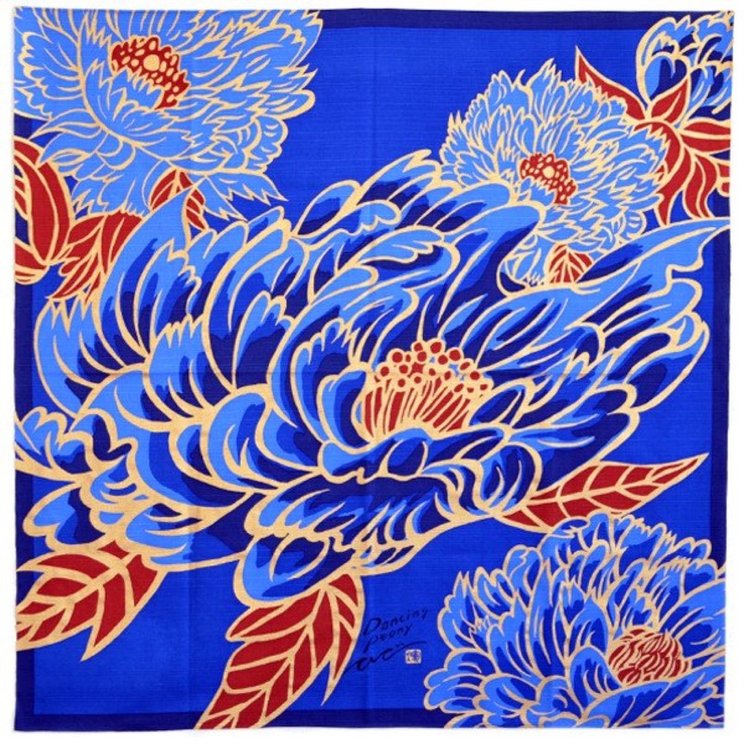 包巾 - Dancing Peony/BLUE - 其他 - 棉 蓝色
