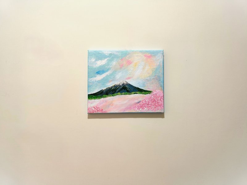 【富士山  樱花】无框画/挂画/压克力画/风景/原画/摆饰/圣诞礼物 - 摆饰 - 棉．麻 