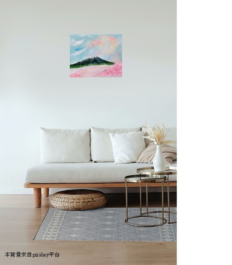 【富士山  樱花】无框画/挂画/压克力画/风景/原画/摆饰/圣诞礼物 - 摆饰 - 棉．麻 
