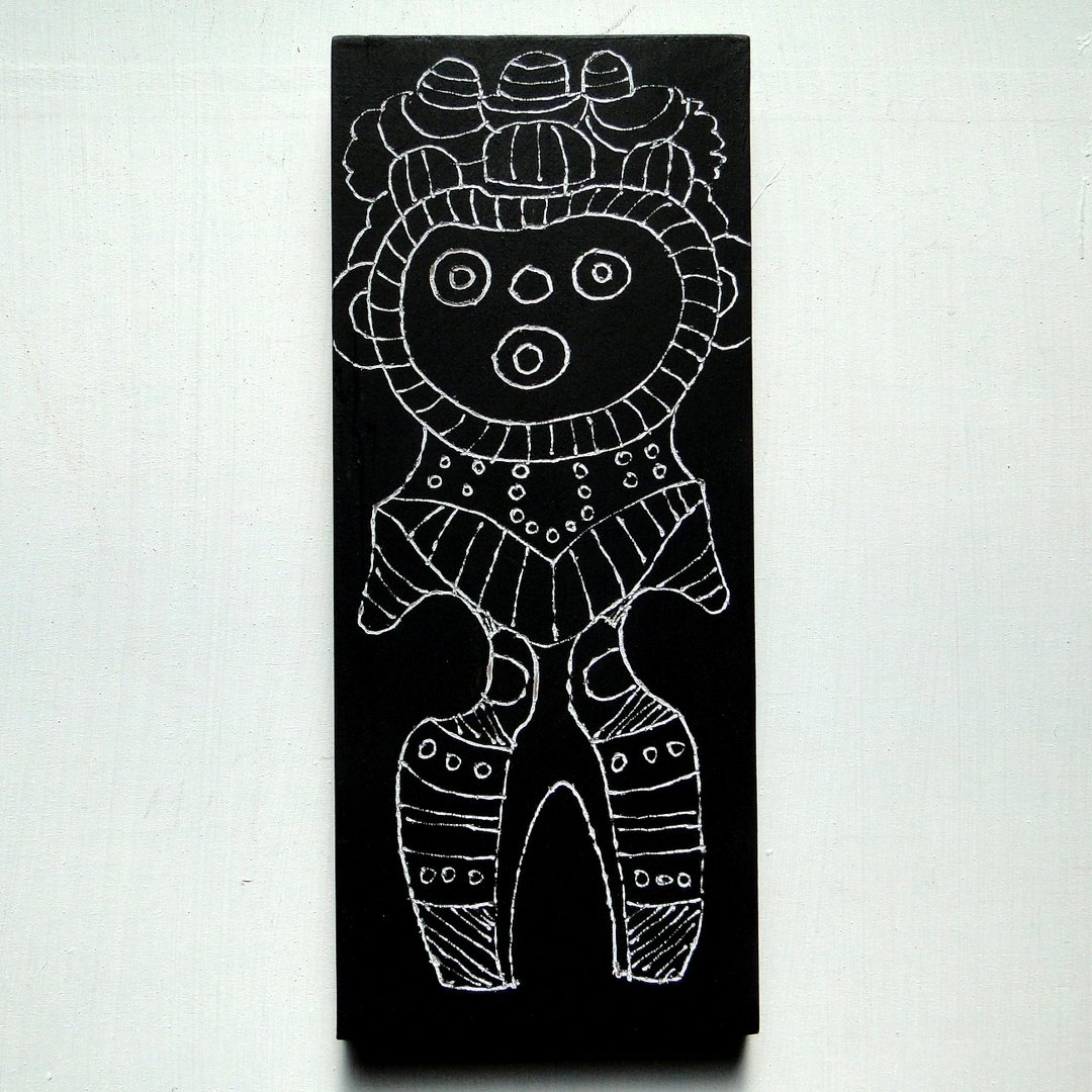Earthen figure wood-burning art - 海报/装饰画/版画 - 木头 黑色