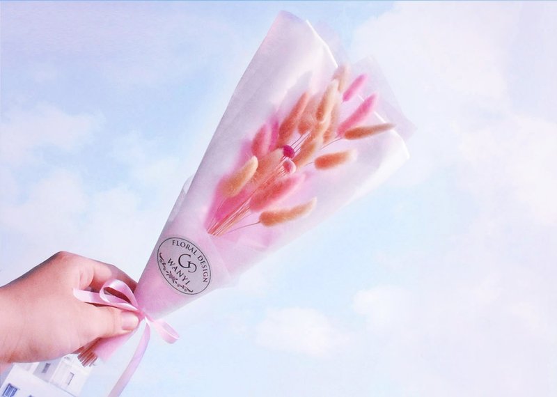 WANYI✿ (粉)幸福棉花糖花束   干燥花/兔尾草/摆饰/装饰/送礼/求婚/情人节/房间布置 - 植栽/盆栽 - 植物．花 粉红色