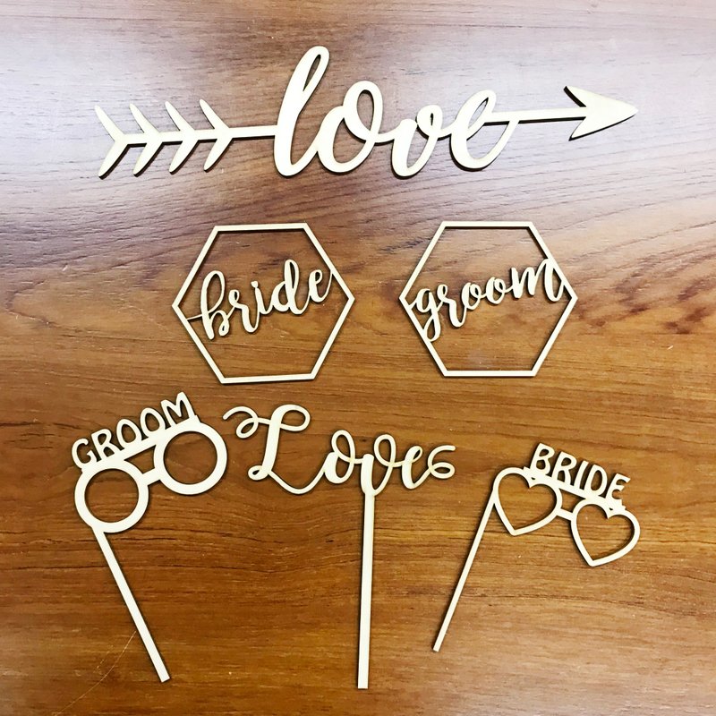 木牌 蛋糕牌 装饰牌 纪念日 婚宴派对拍照道具 - 其他 - 木头 卡其色