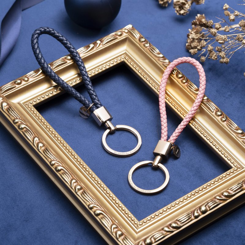 Alfa e Omega  定制化刻字 意大利编织皮革钥匙圈 (7色) - 钥匙链/钥匙包 - 真皮 蓝色