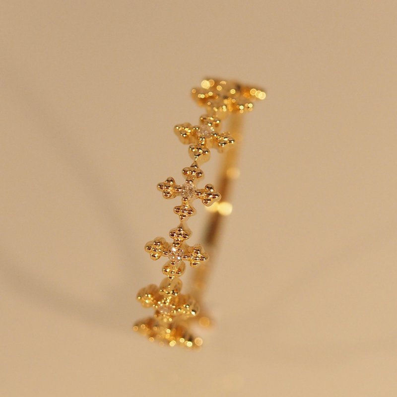 18K金永恒钻石十字戒指18K Gold The Eternity Diamond Cross Rin - 戒指 - 贵金属 