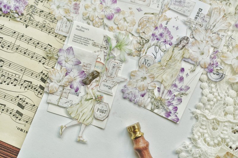 香雪兰信笺 淡紫レトロ花集 PET 和紙膠帶 - 纸胶带 - 其他材质 紫色