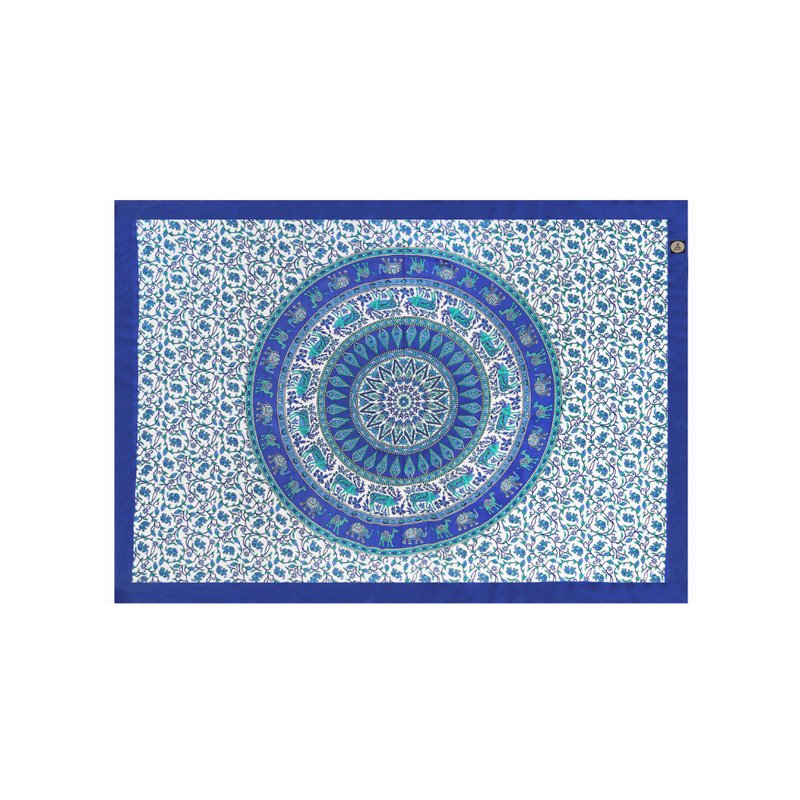 印度孔雀花纹挂布 / 沙滩巾 / 野餐垫 －纯净 - 其他 - 棉．麻 蓝色