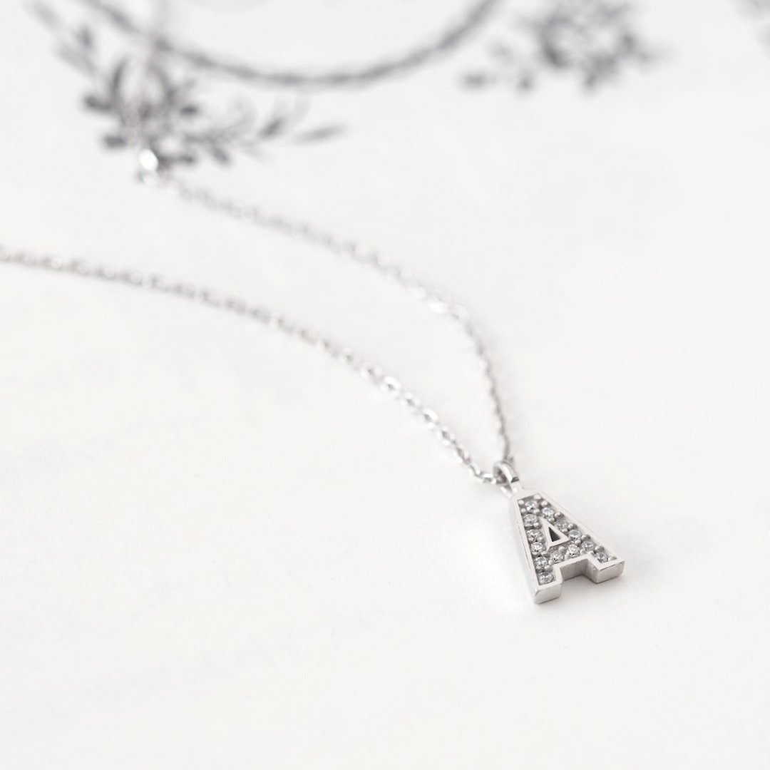 Initial A Alphabet Necklace Silver 925 - 项链 - 其他金属 银色