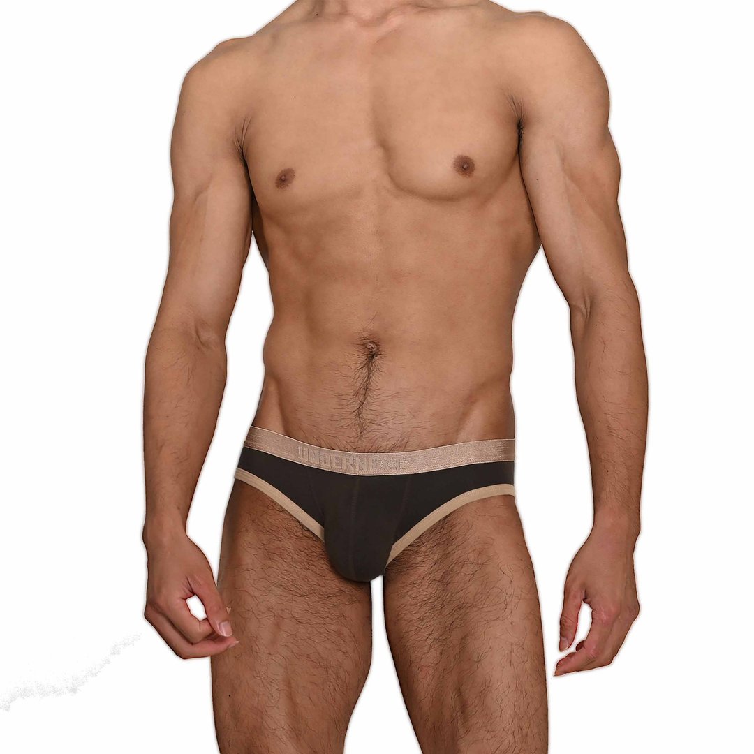 (NEW)BF021 '限量商品'素色囊袋三角/深棕色 - 男士内衣裤 - 棉 咖啡色