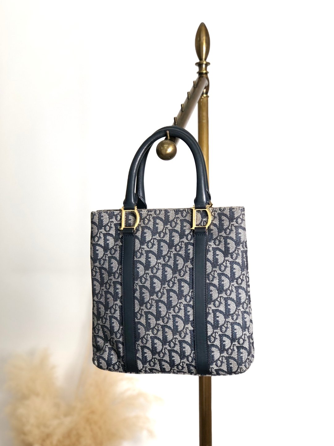 【日本直送 名牌中古包】Christian Dior クリスチャン ディオール Trotter 托特包 宝蓝色 提花织纹 vintage hhwgat - 手提包/手提袋 - 棉 蓝色