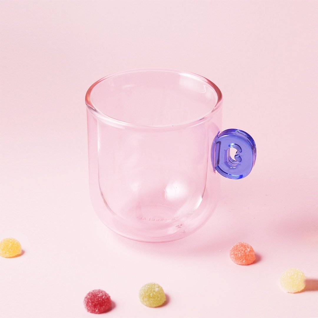 Candy Mug拼接双层玻璃杯-蓝莓G - 玻璃杯 - 玻璃 粉红色