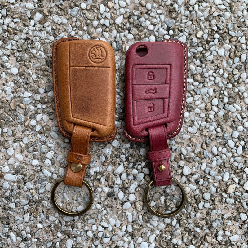 Skoda Buttero 折叠 长版 钥匙皮套 octavia kamiq kodiaq fabia - 钥匙链/钥匙包 - 真皮 黑色