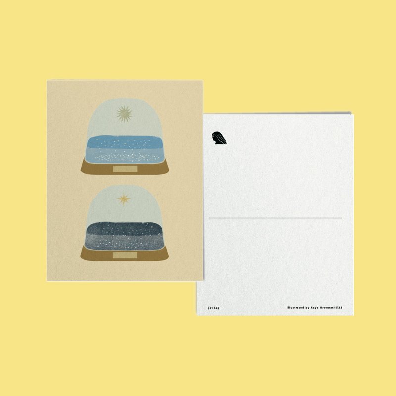 时区描写 明信片 - 卡片/明信片 - 纸 黄色