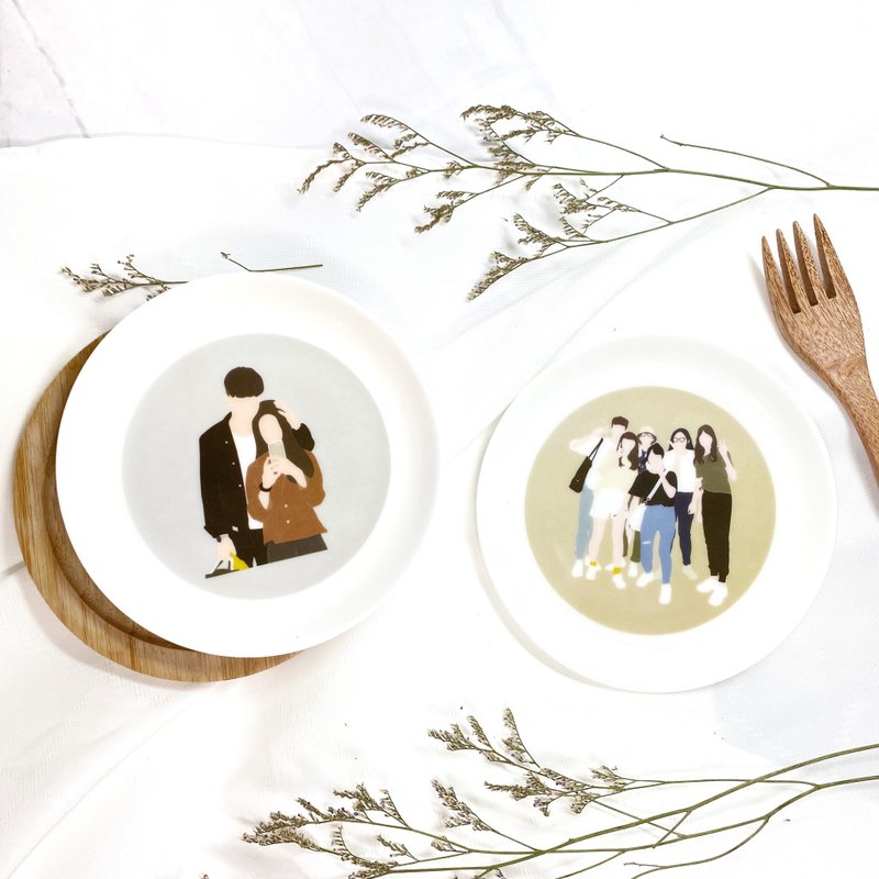 【定制化礼物】无脸似颜绘 盘子/马克杯 礼盒 - 盘子/餐盘/盘架 - 瓷 白色