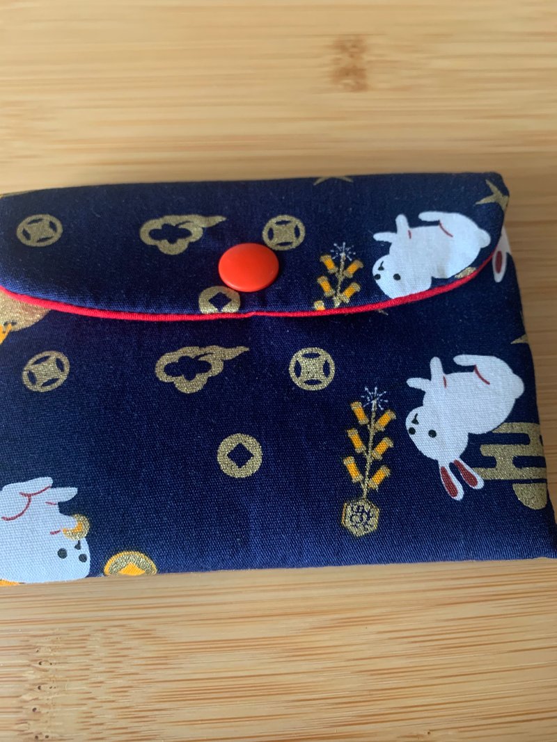 兔年行大运文青风开运印章加厚保护袋-吸睛蓝 礼物 加厚收纳 口红 - 化妆包/杂物包 - 棉．麻 蓝色