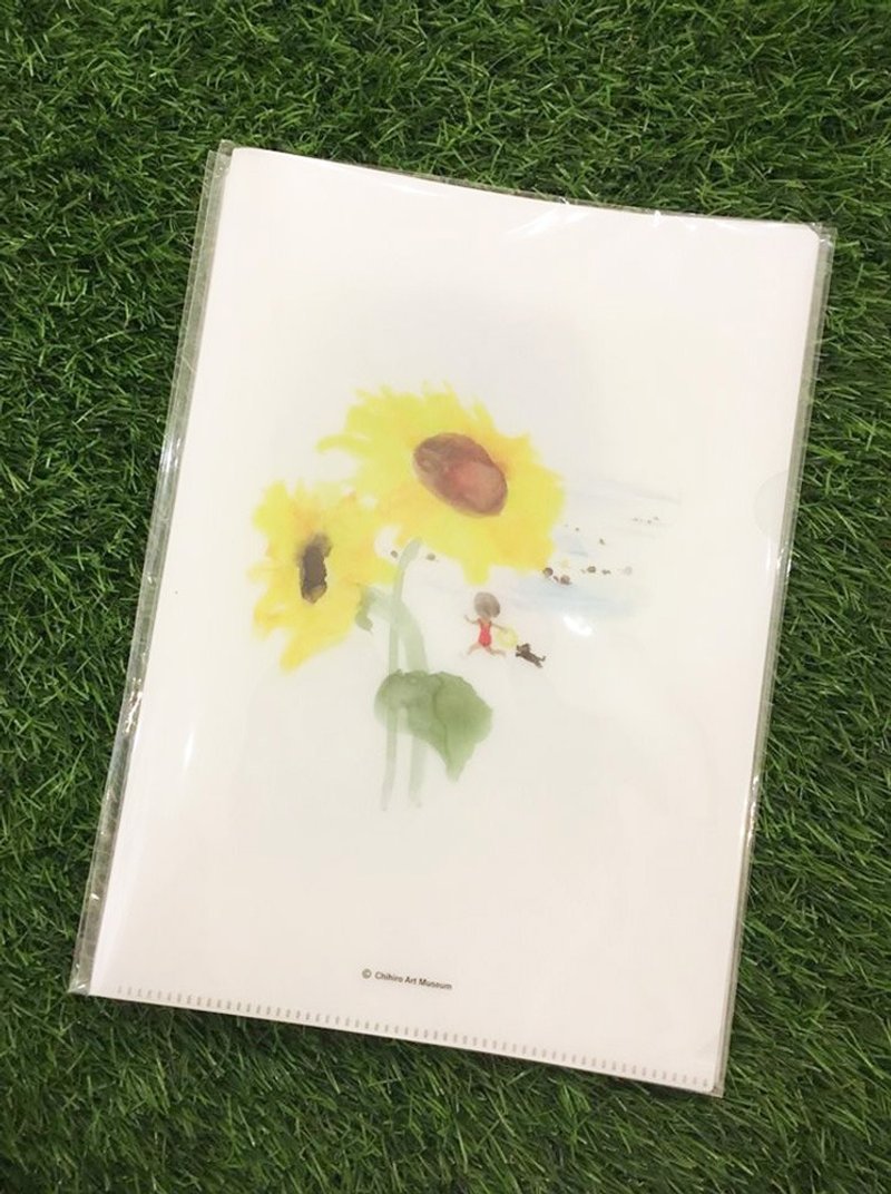 岩崎知弘-海边的向日葵、女孩与小狗-L夹 - 文件夹/资料夹 - 塑料 