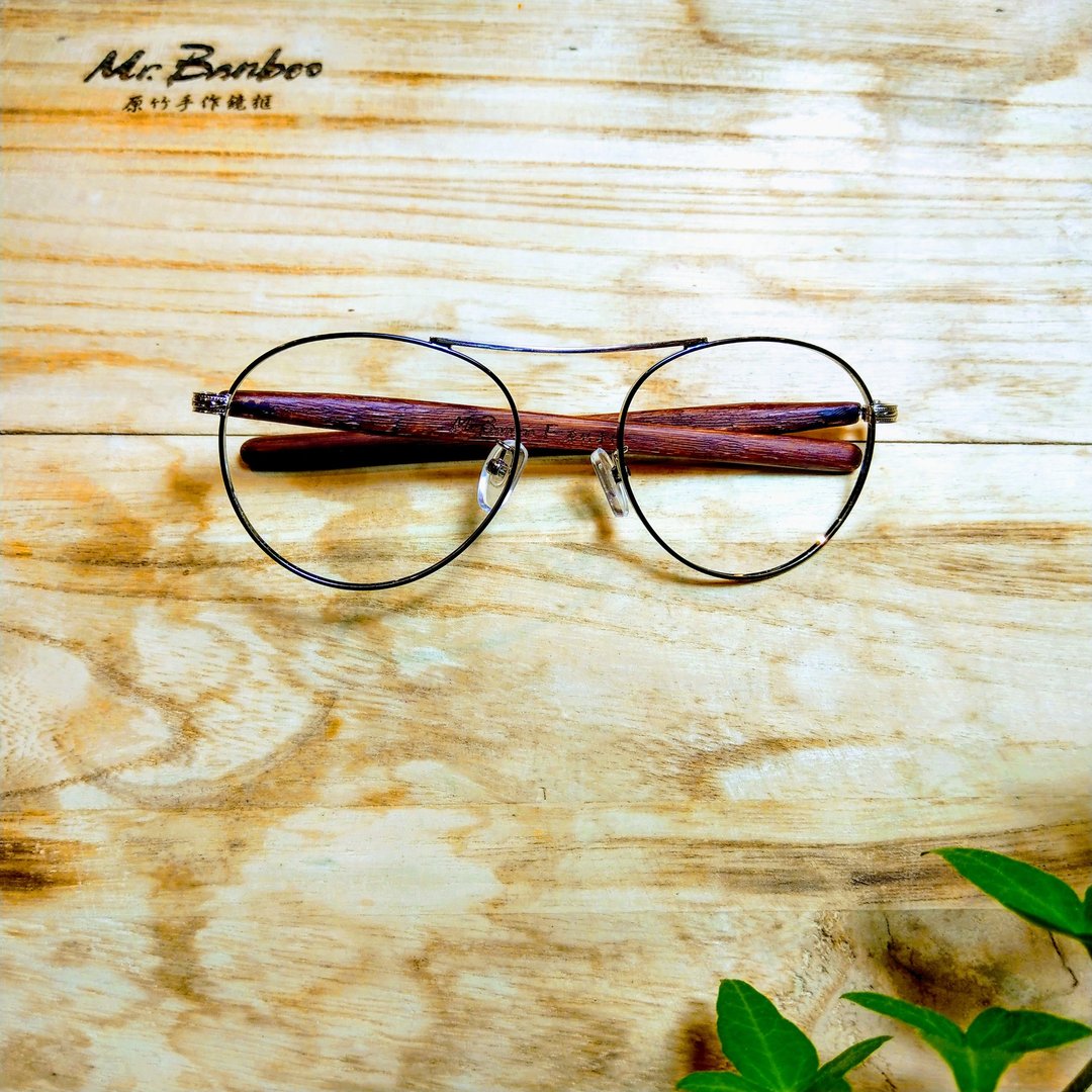 Mr.Banboo台湾手工眼镜【F】系列 49 冷金属遇上 有温度的竹子 - 眼镜/眼镜框 - 竹 