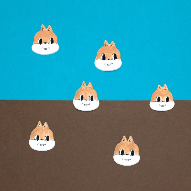 大头松鼠别针 - 胸针 - 陶 咖啡色