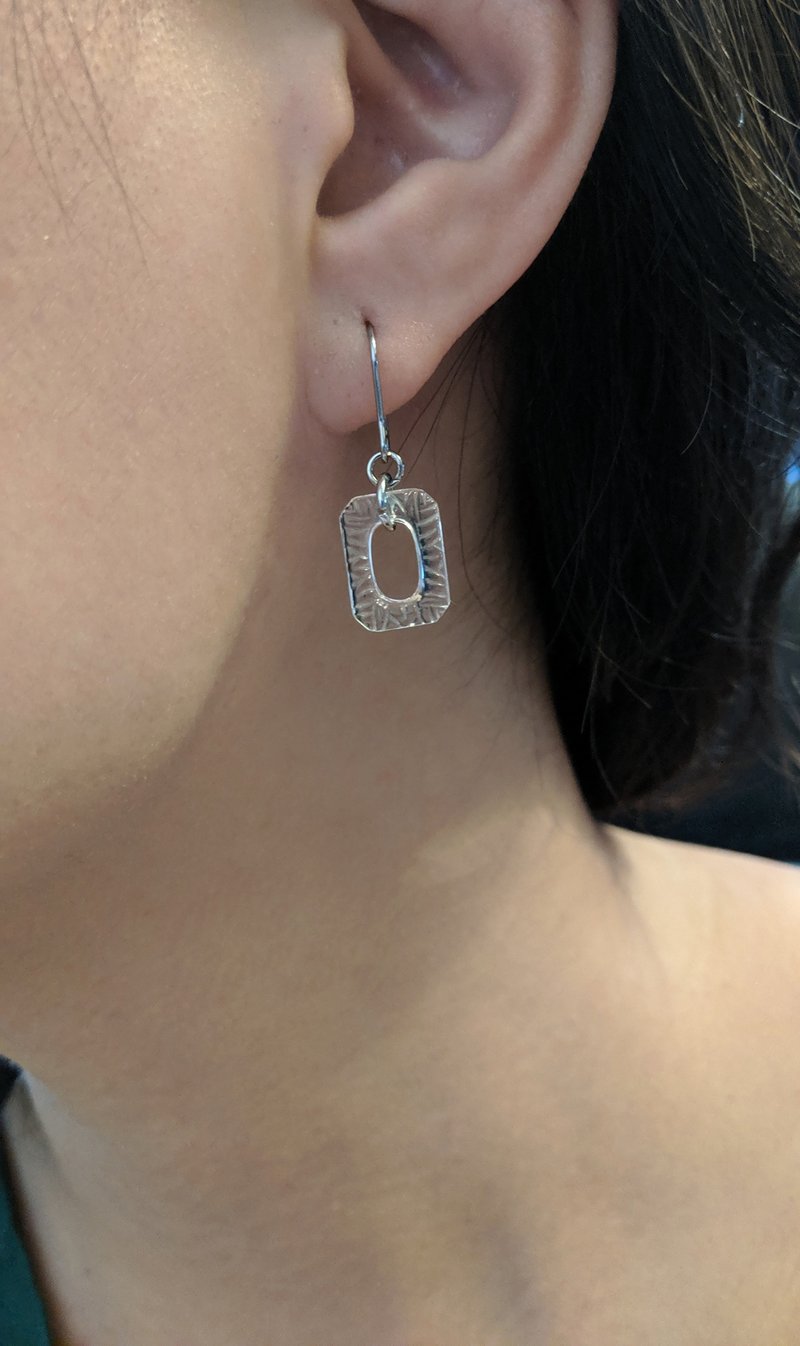 古董透明玻璃不锈钢耳环 - 耳环/耳夹 - 玻璃 