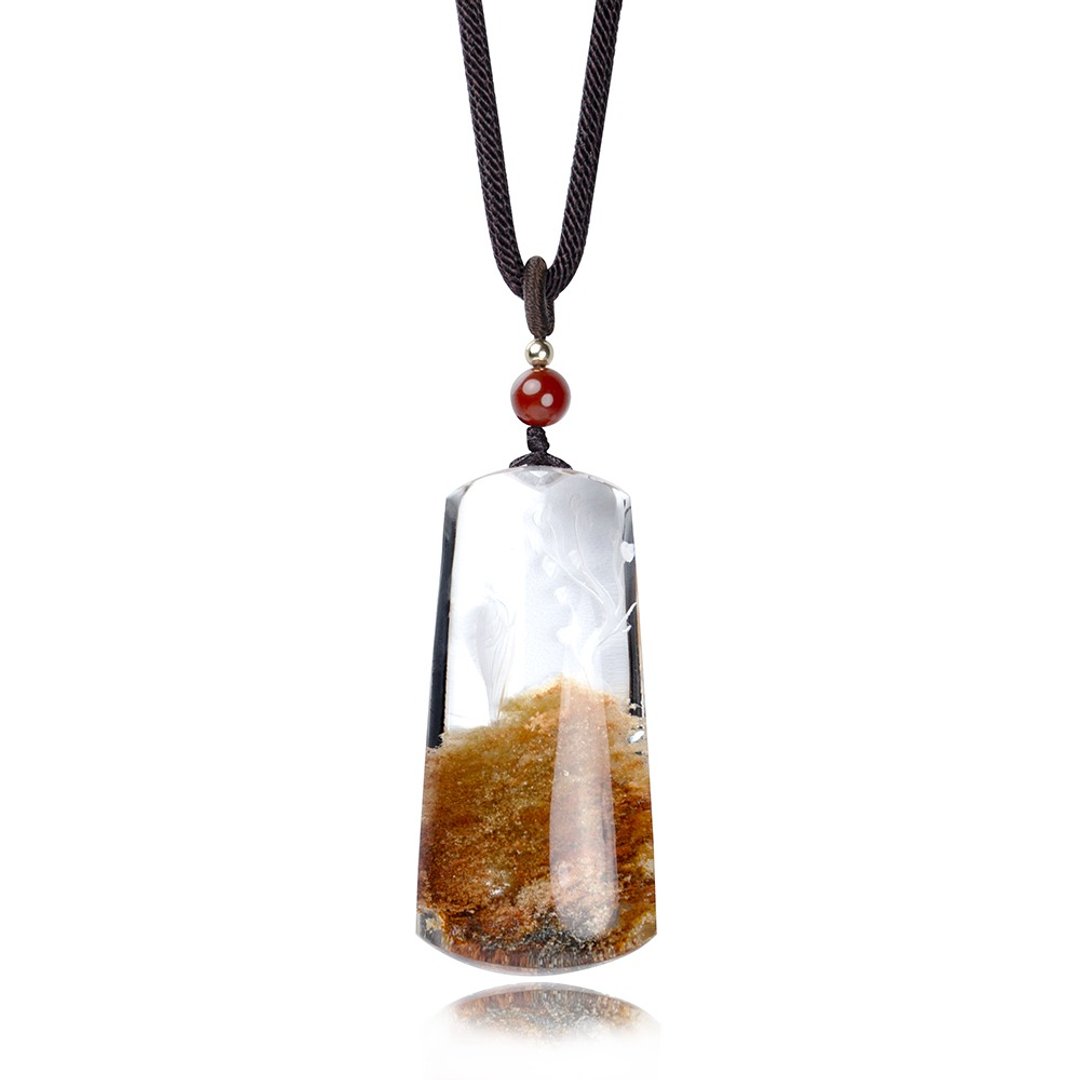 彩幽灵水晶 顶级幻象悟道彩幽灵水晶 顶级幽灵水晶吊坠 特制棉绳 - 项链 - 水晶 