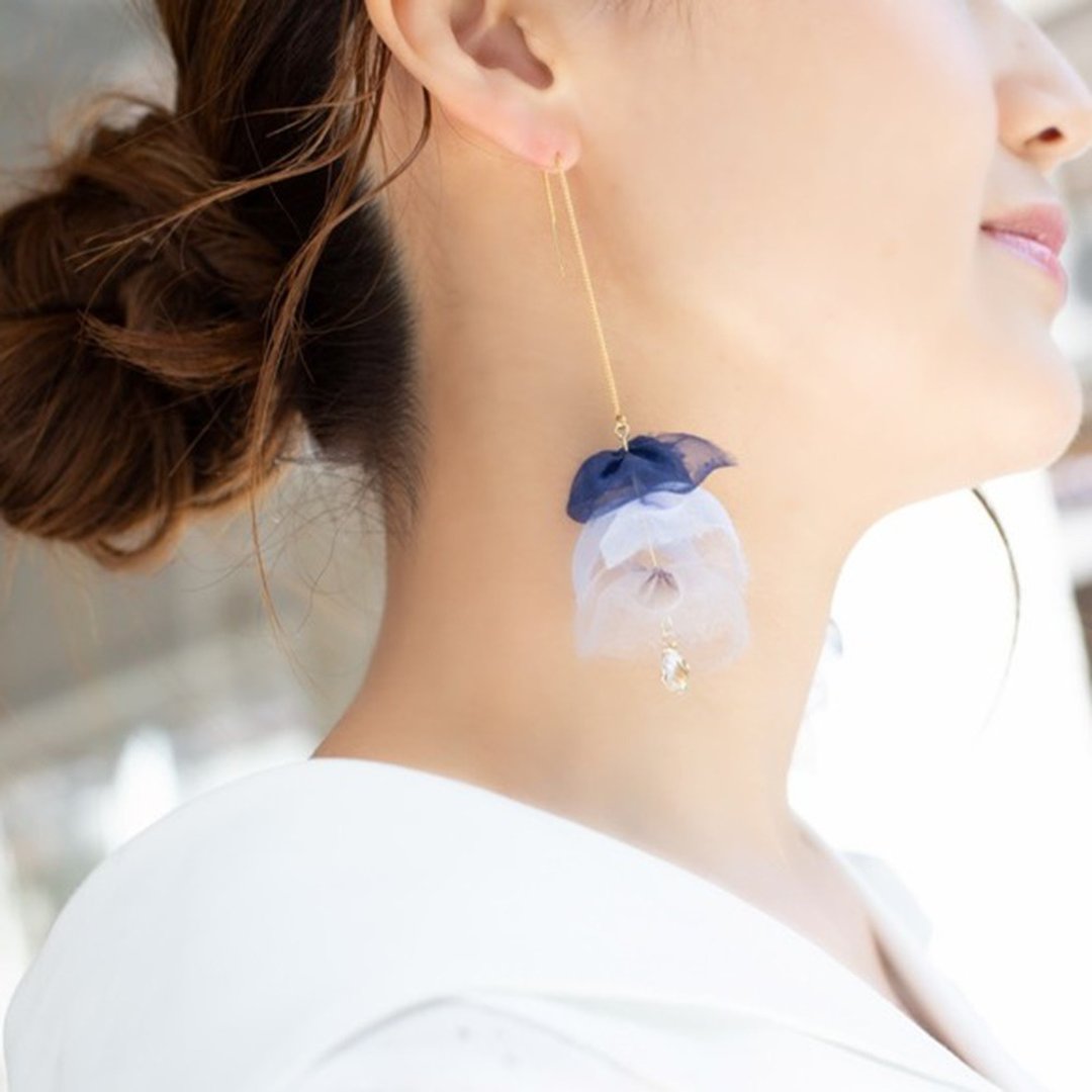 Kurage's Tiered Earrings / Clip-On | 18kgp | Trad - 耳环/耳夹 - 其他材质 