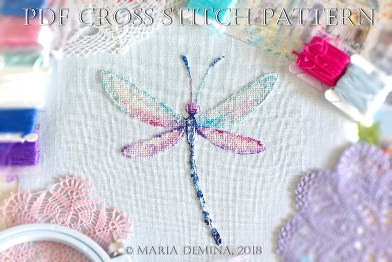 Watercolor Dragonfly III PDF cross stitch pattern - 手工艺教程/工具书 - 其他材质 