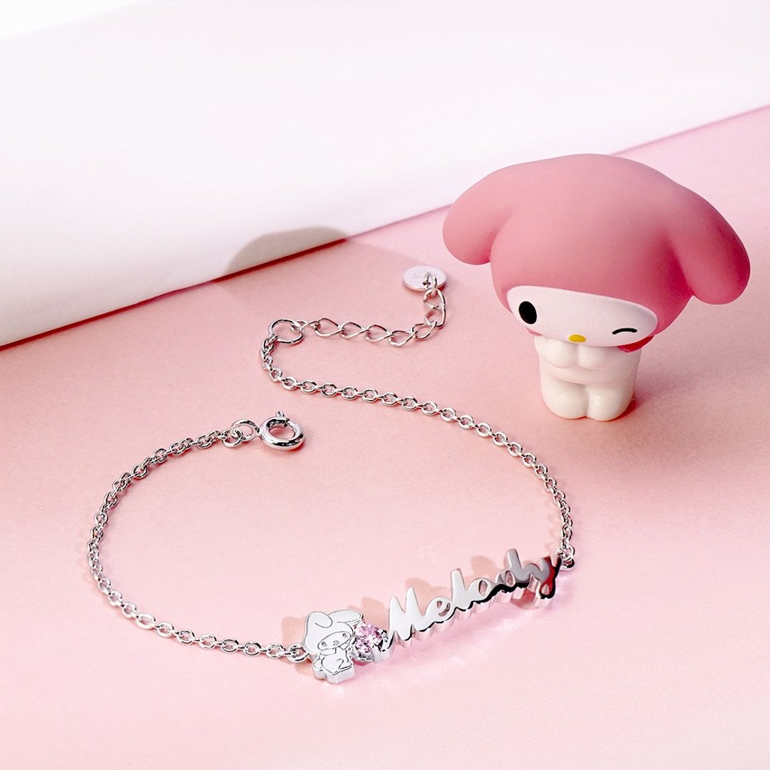 【定制化礼物】My Melody & Me 系列-美乐蒂订制字母纯银手链 - 手链/手环 - 纯银 银色