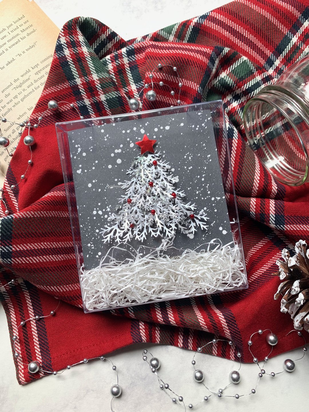 圣诞卡片Christmas Card_盒装小树_银白色 - 卡片/明信片 - 纸 银色