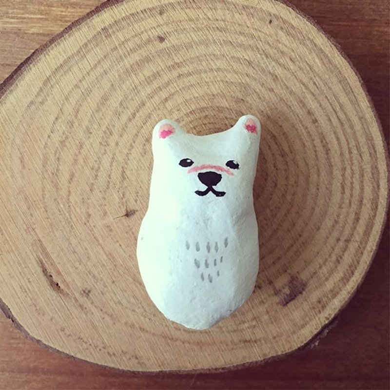 动物园 | 北极熊/大白熊 陶土动物磁铁 - 冰箱贴/磁贴 - 粘土 白色